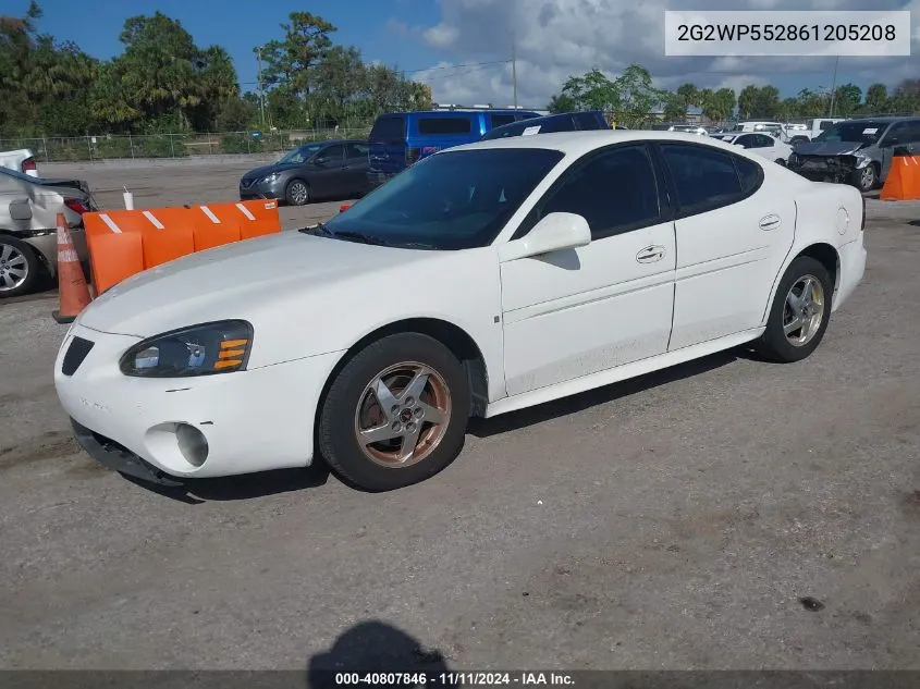 2006 Pontiac Grand Prix VIN: 2G2WP552861205208 Lot: 40807846