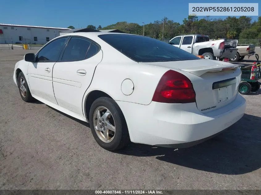 2006 Pontiac Grand Prix VIN: 2G2WP552861205208 Lot: 40807846