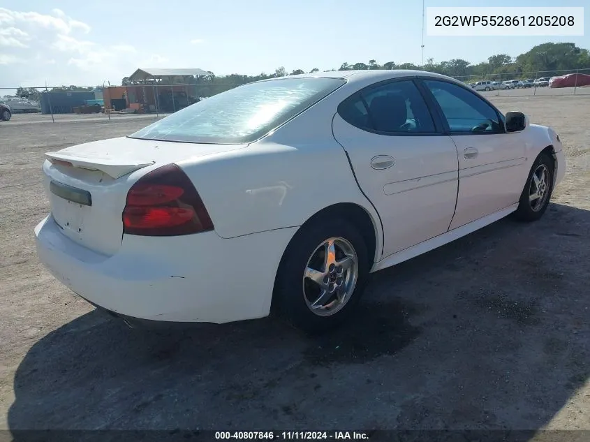 2006 Pontiac Grand Prix VIN: 2G2WP552861205208 Lot: 40807846