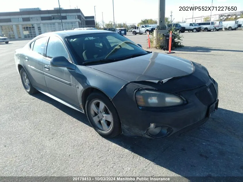 2007 Pontiac Grand Prix VIN: 2G2WP552X71227650 Lot: 20179413