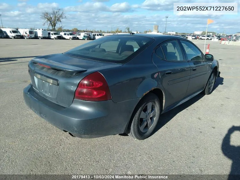 2007 Pontiac Grand Prix VIN: 2G2WP552X71227650 Lot: 20179413