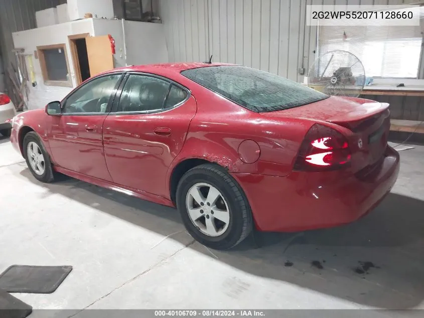 2007 Pontiac Grand Prix VIN: 2G2WP552071128660 Lot: 40106709