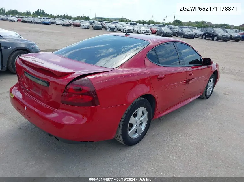 2007 Pontiac Grand Prix VIN: 2G2WP552171178371 Lot: 40144877