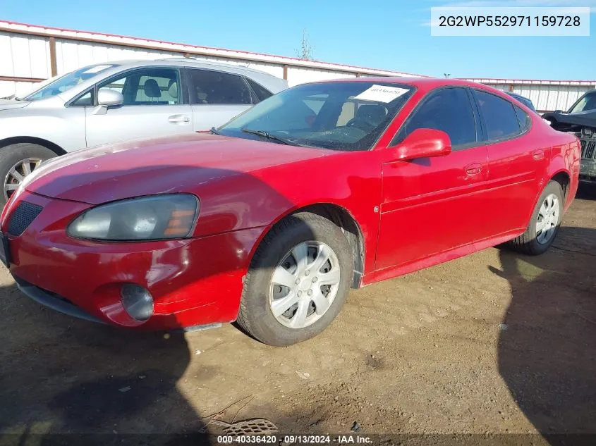 2007 Pontiac Grand Prix VIN: 2G2WP552971159728 Lot: 40336420