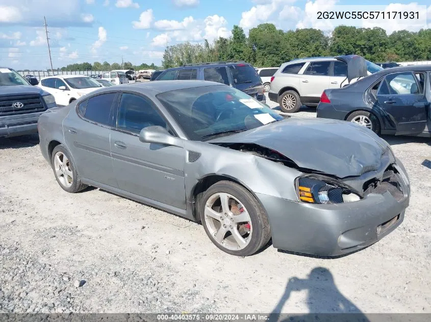 2007 Pontiac Grand Prix Gxp VIN: 2G2WC55C571171931 Lot: 40403575