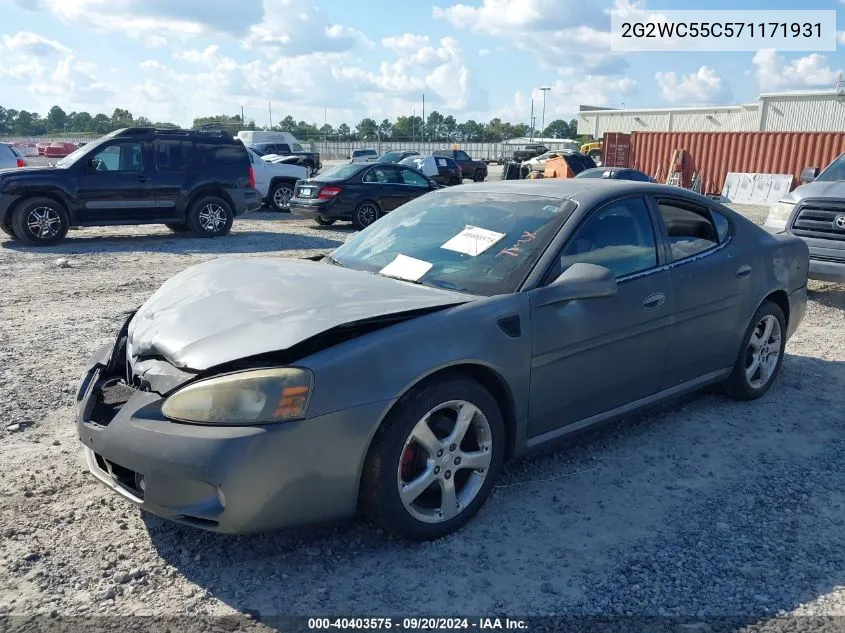 2007 Pontiac Grand Prix Gxp VIN: 2G2WC55C571171931 Lot: 40403575