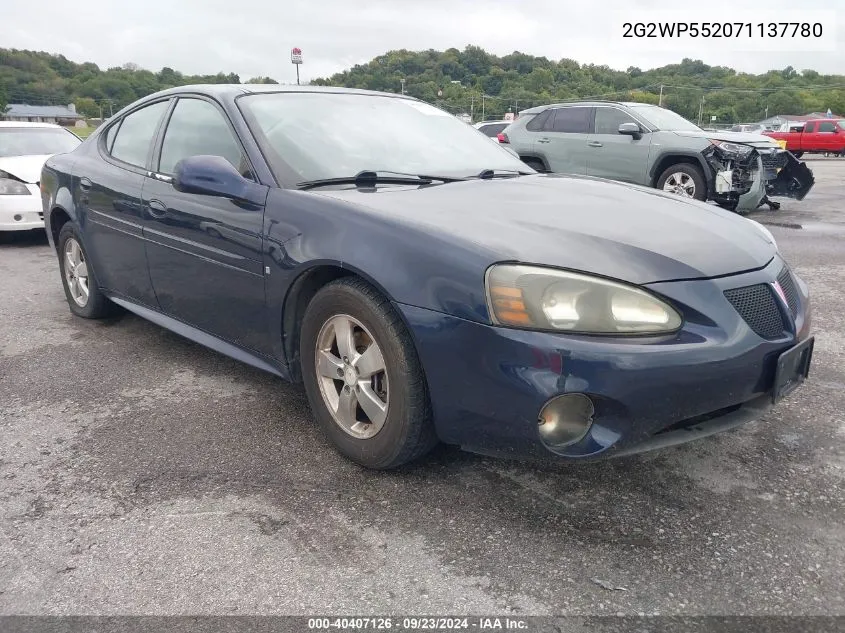 2007 Pontiac Grand Prix VIN: 2G2WP552071137780 Lot: 40407126