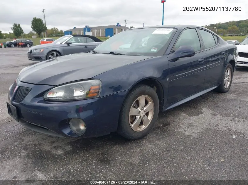 2007 Pontiac Grand Prix VIN: 2G2WP552071137780 Lot: 40407126