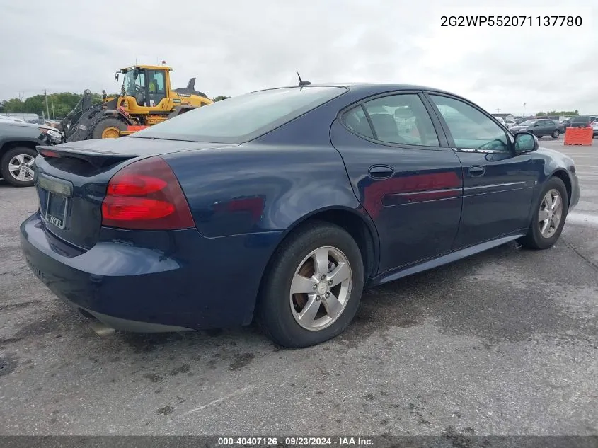 2007 Pontiac Grand Prix VIN: 2G2WP552071137780 Lot: 40407126