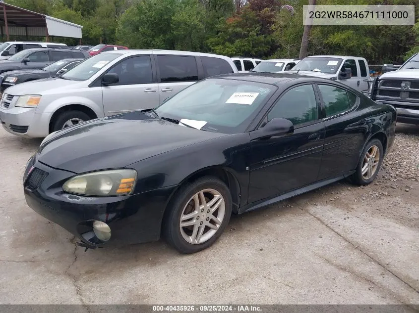 2007 Pontiac Grand Prix Gt VIN: 2G2WR584671111000 Lot: 40435926