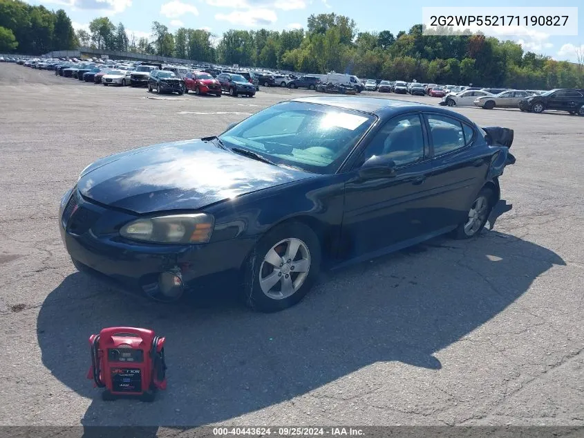 2007 Pontiac Grand Prix VIN: 2G2WP552171190827 Lot: 40443624