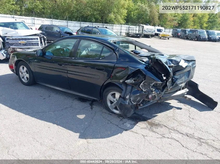 2007 Pontiac Grand Prix VIN: 2G2WP552171190827 Lot: 40443624