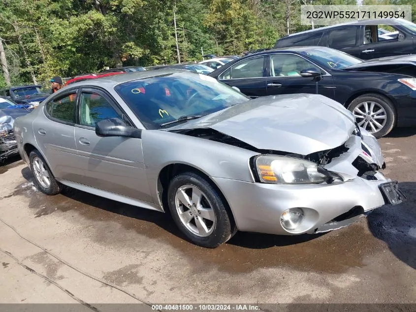 2007 Pontiac Grand Prix VIN: 2G2WP552171149954 Lot: 40481500