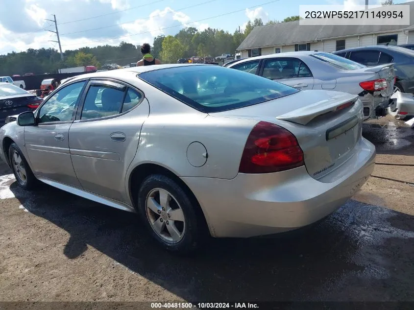 2007 Pontiac Grand Prix VIN: 2G2WP552171149954 Lot: 40481500