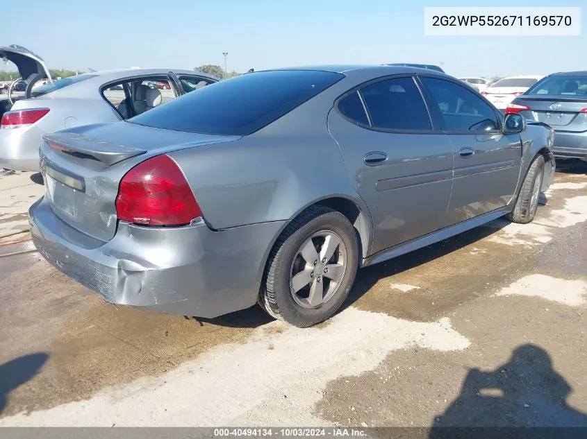 2007 Pontiac Grand Prix VIN: 2G2WP552671169570 Lot: 40494134