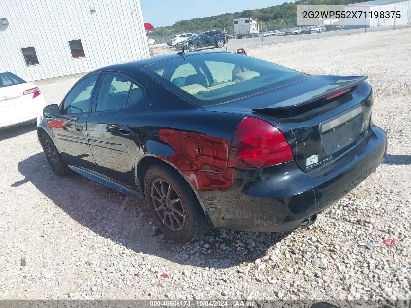 2007 Pontiac Grand Prix VIN: 2G2WP552X71198375 Lot: 40506173