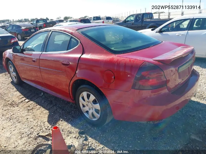 2007 Pontiac Grand Prix VIN: 2G2WP552871133914 Lot: 40551220