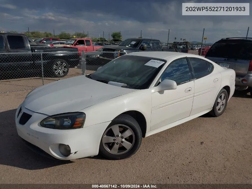 2007 Pontiac Grand Prix VIN: 2G2WP552271201933 Lot: 40567142