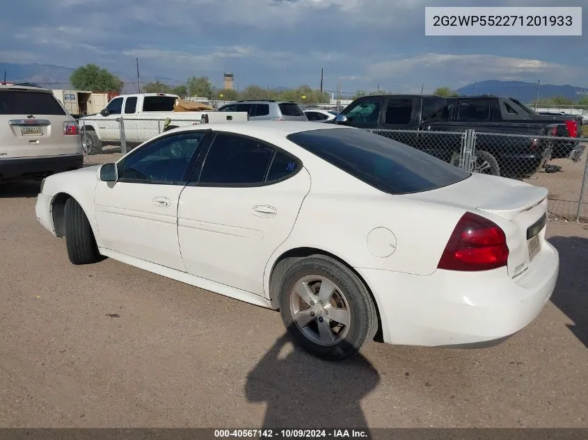 2007 Pontiac Grand Prix VIN: 2G2WP552271201933 Lot: 40567142