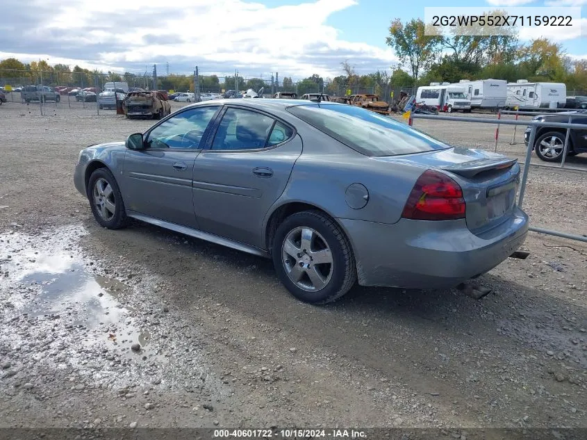 2007 Pontiac Grand Prix VIN: 2G2WP552X71159222 Lot: 40601722