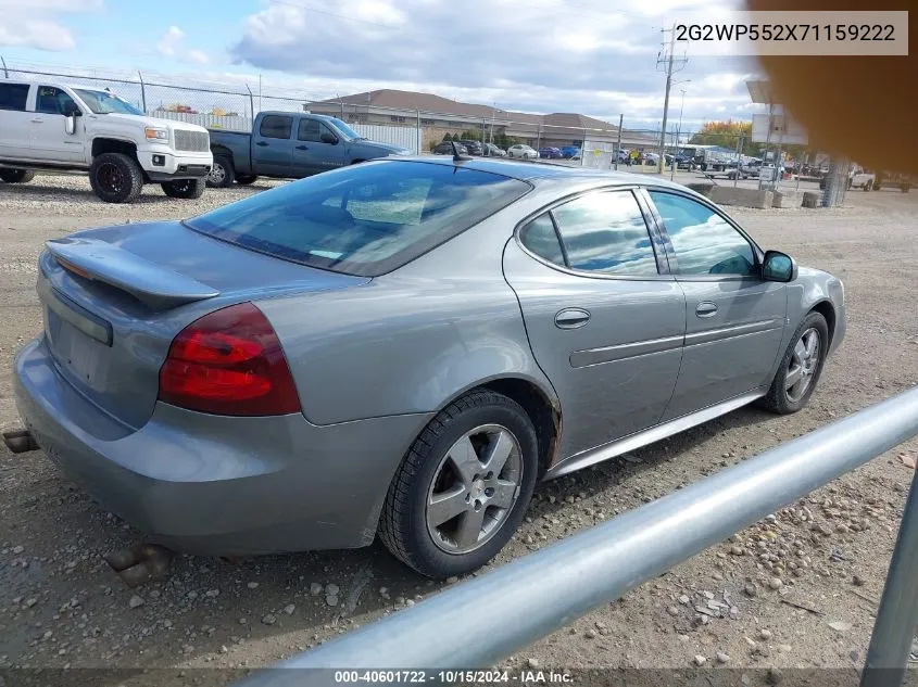 2007 Pontiac Grand Prix VIN: 2G2WP552X71159222 Lot: 40601722