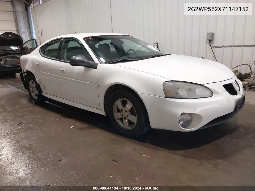 2007 Pontiac Grand Prix VIN: 2G2WP552X71147152 Lot: 40641194