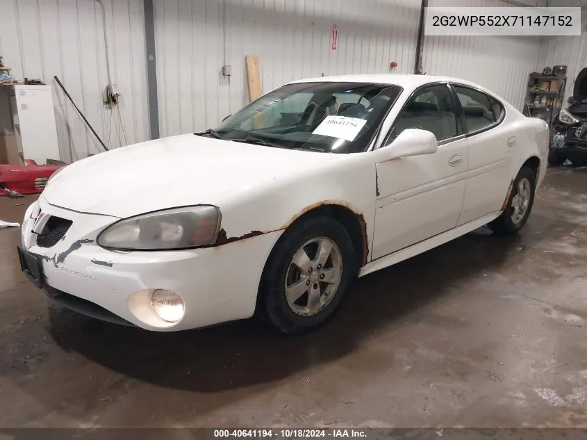 2007 Pontiac Grand Prix VIN: 2G2WP552X71147152 Lot: 40641194