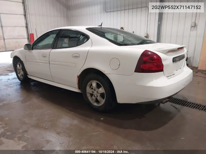 2007 Pontiac Grand Prix VIN: 2G2WP552X71147152 Lot: 40641194