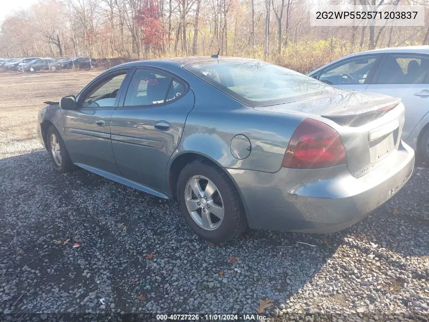 2007 Pontiac Grand Prix VIN: 2G2WP552571203837 Lot: 40727226