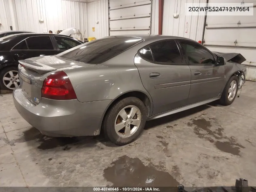 2007 Pontiac Grand Prix VIN: 2G2WP552471217664 Lot: 40748645