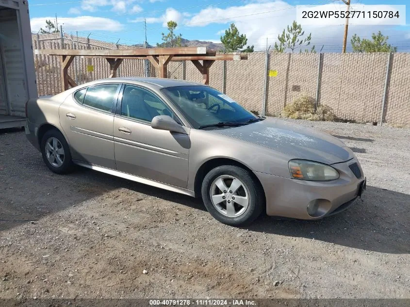 2007 Pontiac Grand Prix VIN: 2G2WP552771150784 Lot: 40791278