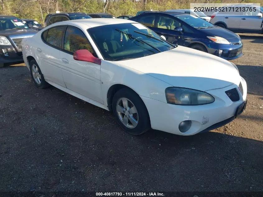 2007 Pontiac Grand Prix VIN: 2G2WP552171213765 Lot: 40817793