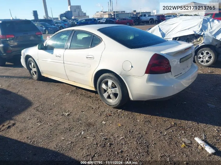 2007 Pontiac Grand Prix VIN: 2G2WP552171213765 Lot: 40817793