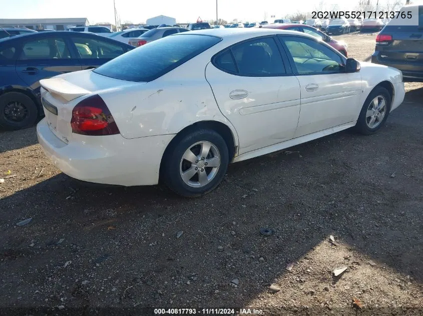 2007 Pontiac Grand Prix VIN: 2G2WP552171213765 Lot: 40817793