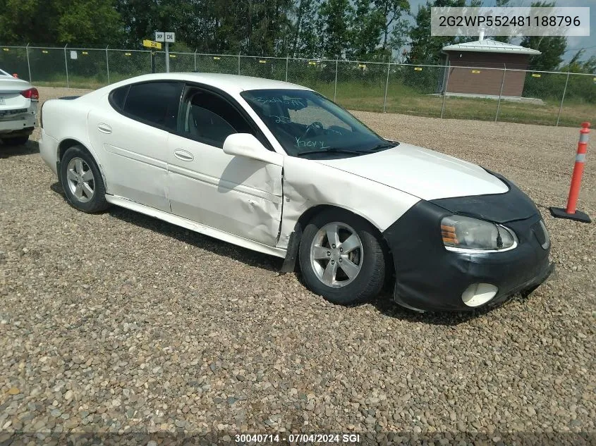 2008 Pontiac Grand Prix VIN: 2G2WP552481188796 Lot: 30040714