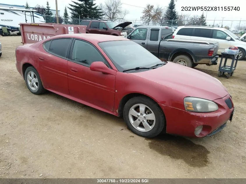 2008 Pontiac Grand Prix VIN: 2G2WP552X81155740 Lot: 30047768