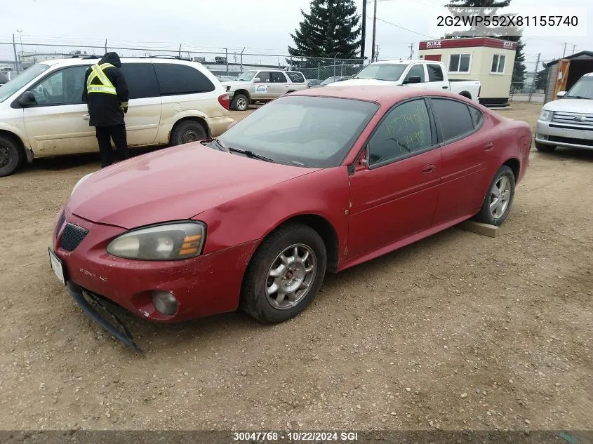 2008 Pontiac Grand Prix VIN: 2G2WP552X81155740 Lot: 30047768