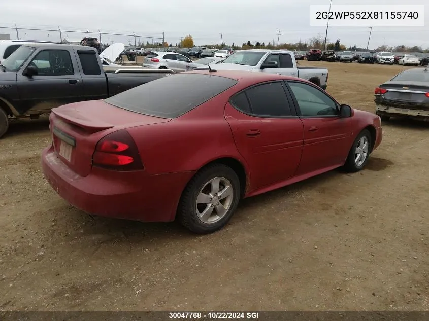 2008 Pontiac Grand Prix VIN: 2G2WP552X81155740 Lot: 30047768