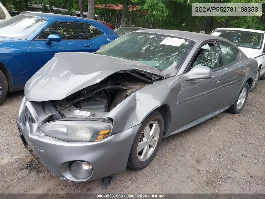 2008 Pontiac Grand Prix VIN: 2G2WP552781103353 Lot: 39367659