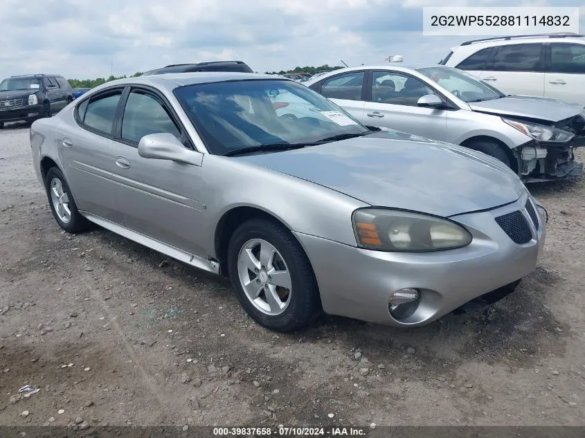 2008 Pontiac Grand Prix VIN: 2G2WP552881114832 Lot: 39837658