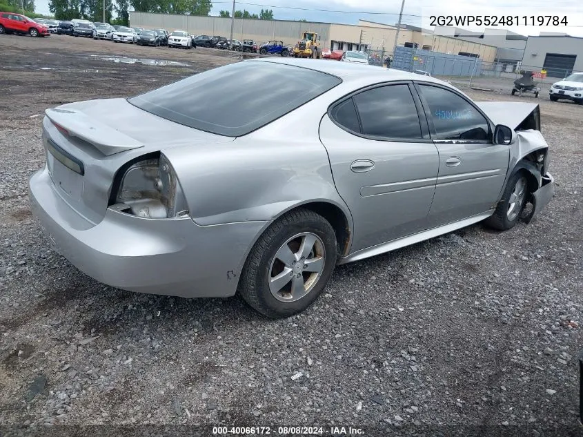 2008 Pontiac Grand Prix VIN: 2G2WP552481119784 Lot: 40066172