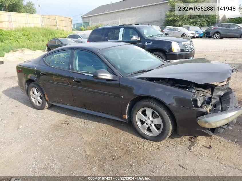 2008 Pontiac Grand Prix VIN: 2G2WP552881141948 Lot: 40167423