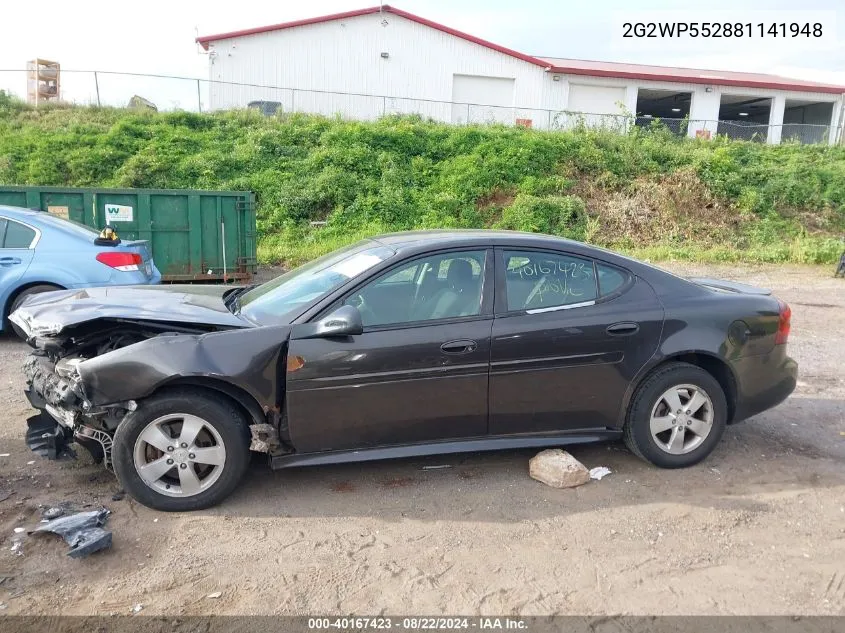 2008 Pontiac Grand Prix VIN: 2G2WP552881141948 Lot: 40167423