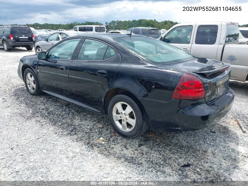 2008 Pontiac Grand Prix VIN: 2G2WP552681104655 Lot: 40191106