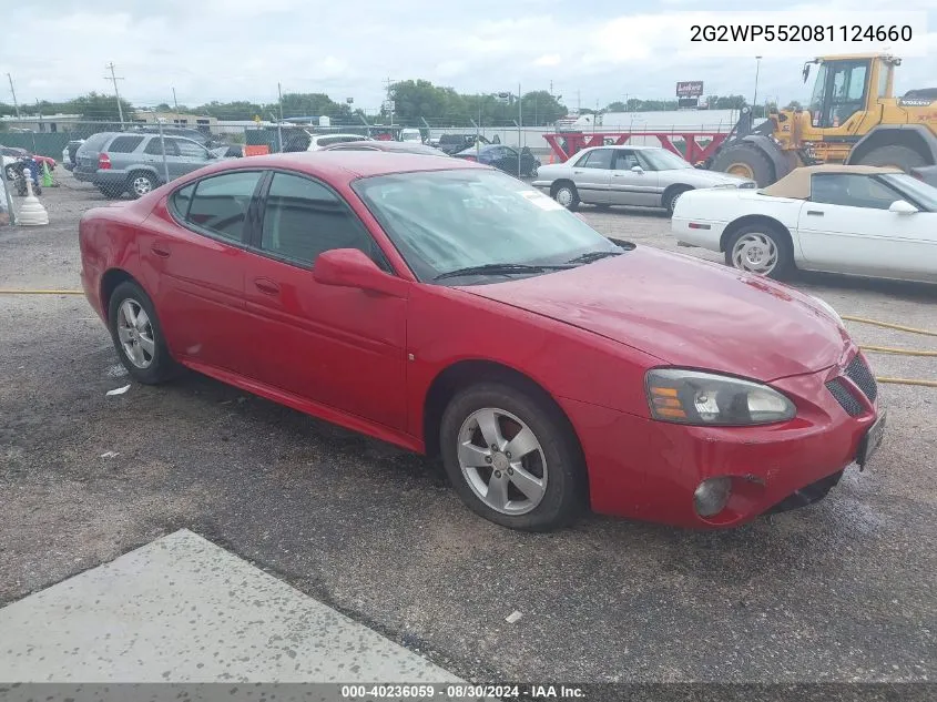 2008 Pontiac Grand Prix VIN: 2G2WP552081124660 Lot: 40236059