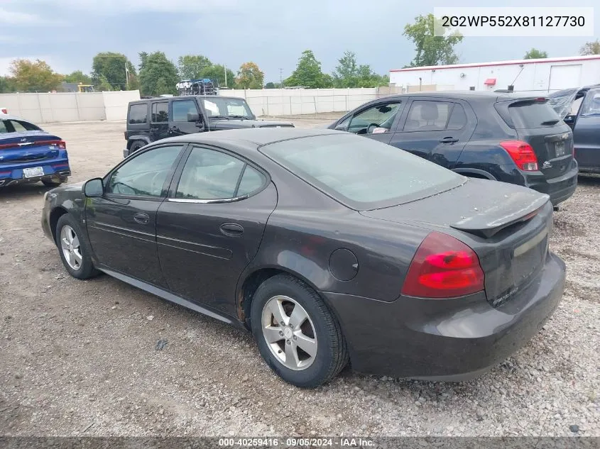 2008 Pontiac Grand Prix VIN: 2G2WP552X81127730 Lot: 40259416