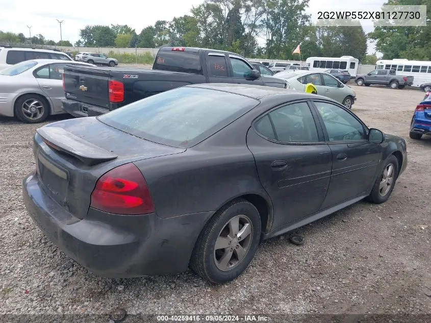 2008 Pontiac Grand Prix VIN: 2G2WP552X81127730 Lot: 40259416