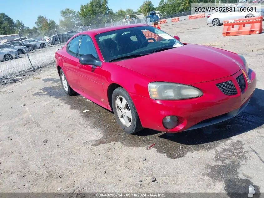 2008 Pontiac Grand Prix VIN: 2G2WP552881160631 Lot: 40296714