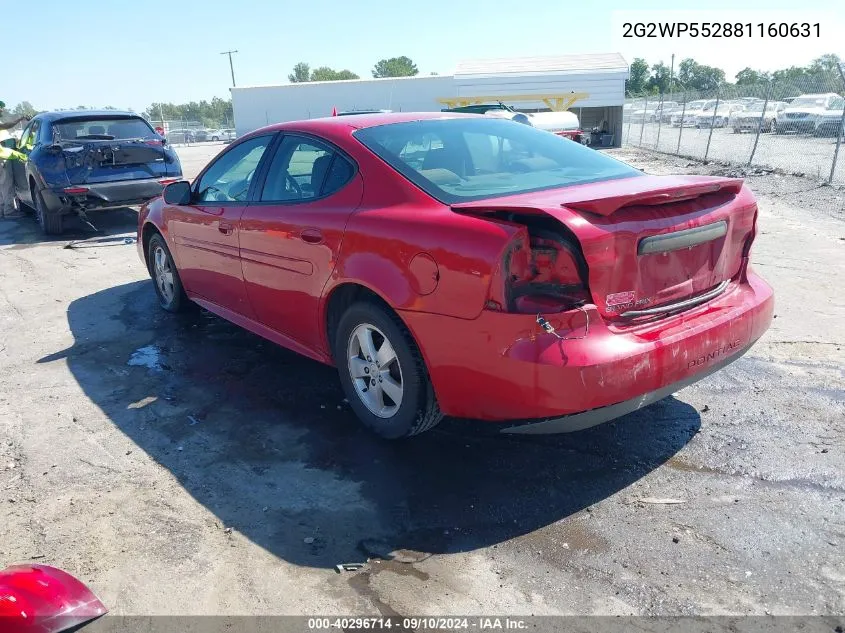 2008 Pontiac Grand Prix VIN: 2G2WP552881160631 Lot: 40296714