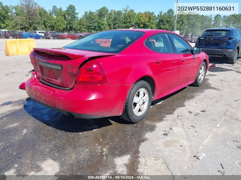 2008 Pontiac Grand Prix VIN: 2G2WP552881160631 Lot: 40296714